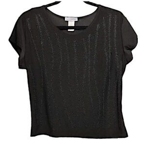 Bleeker & McDougal Black Sparkly Short Top Petite Large